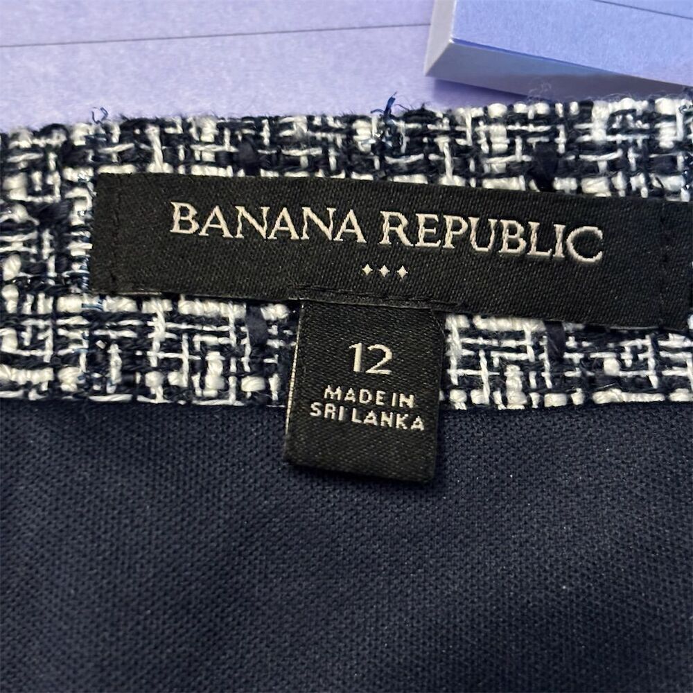 Banana Republic Women's Size 12 Navy White Tweed A-Line Skirt - Picture 5 of 9
